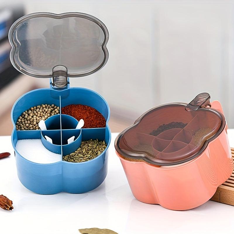 Plastic Seasoning Box with Spoon Grid Sugar Box for Kitchen Supplies