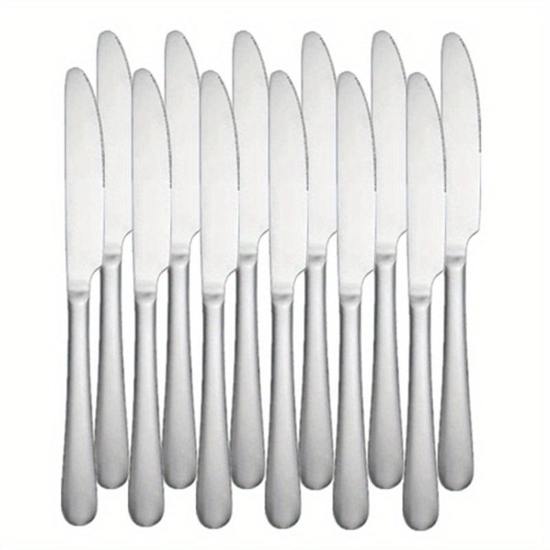 12pcs Stainless Steel Tableware Set Mirror Polished Spoon Silver
