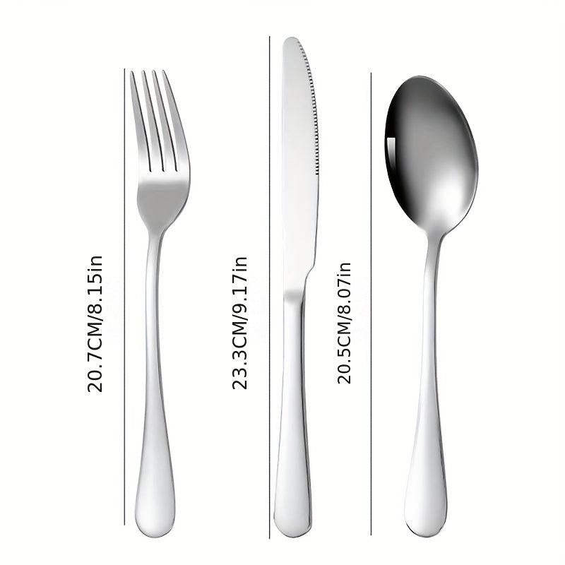 12pcs Stainless Steel Tableware Set Mirror Polished Spoon Silver