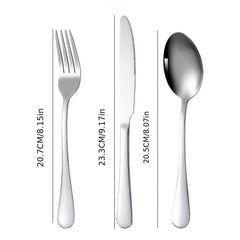 12pcs Stainless Steel Tableware Set Mirror Polished Spoon Silver
