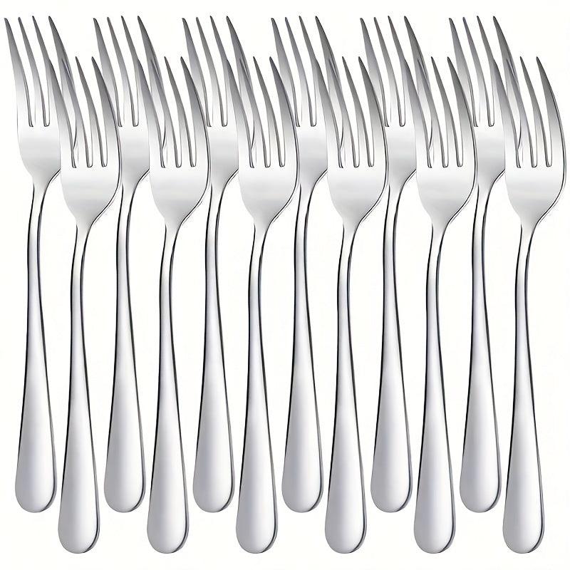 12pcs Stainless Steel Tableware Set Mirror Polished Spoon Silver