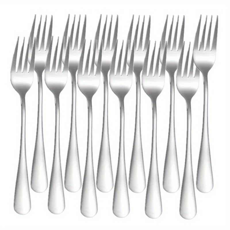 12pcs Stainless Steel Tableware Set Mirror Polished Spoon Silver