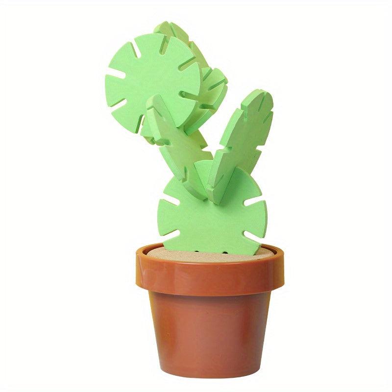 Set of 6 Cactus Coasters Flowerpot Holder DIY Novelty Gift