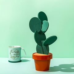 Set of 6 Cactus Coasters Flowerpot Holder DIY Novelty Gift