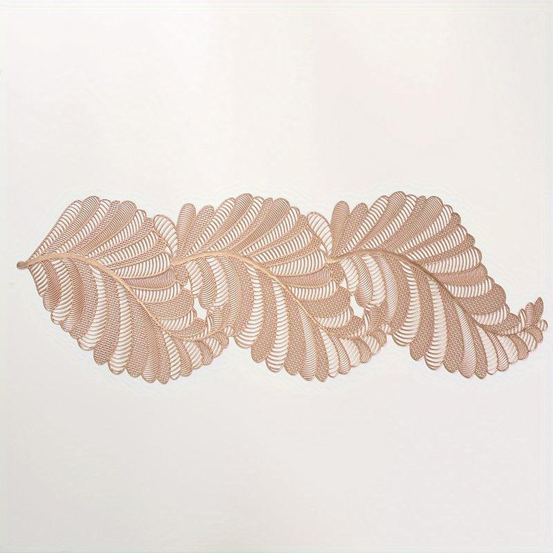 Heat Insulating PVC Table Mat with Hollow Leaf Design