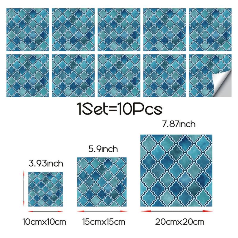 10pcs Vintage Tile Stickers Waterproof Decals