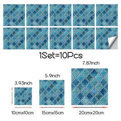 10pcs Vintage Tile Stickers Waterproof Decals