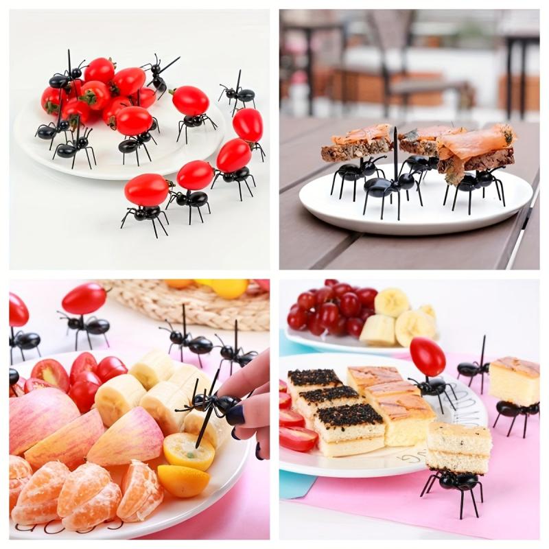 6pcs Ant Shaped Plastic Forks Reusable Food Fork Animal Appetizer Fork