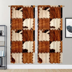 2pcs Stitching Pattern Curtains for Bedroom, Living Room