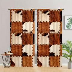 2pcs Stitching Pattern Curtains for Bedroom, Living Room