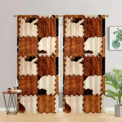 2pcs Stitching Pattern Curtains for Bedroom, Living Room