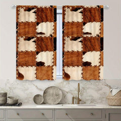 2pcs Stitching Pattern Curtains for Bedroom, Living Room