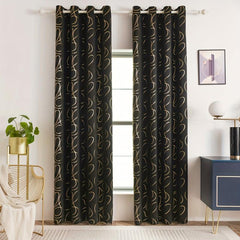 Blackout Bronzing Curtains with Golden Pattern - Home Decor