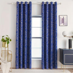 Blackout Bronzing Curtains with Golden Pattern - Home Decor
