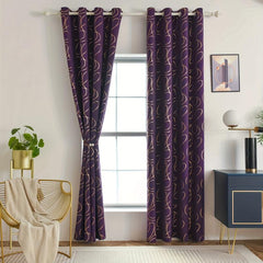 Blackout Bronzing Curtains with Golden Pattern - Home Decor