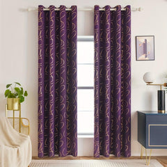 Blackout Bronzing Curtains with Golden Pattern - Home Decor