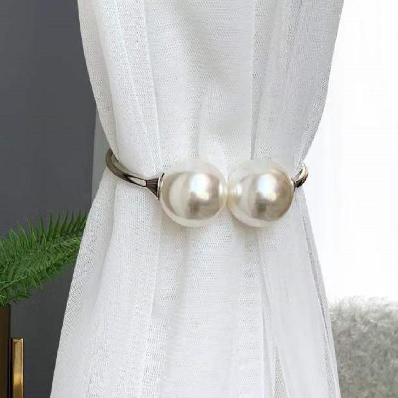 Metal Curtain Tieback Faux Pearl Decor Holdback Buckle for Curtains & Drapes