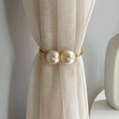 Metal Curtain Tieback Faux Pearl Decor Holdback Buckle for Curtains & Drapes
