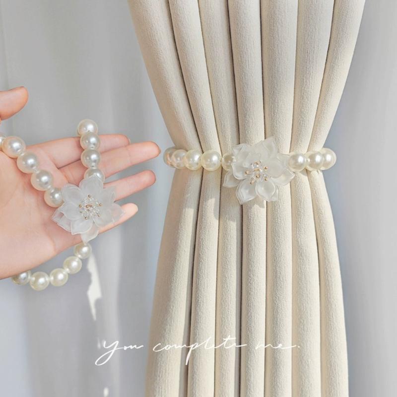 Faux Pearl Curtain Strap French Buckle & Curtain Holdback
