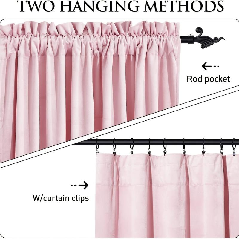 Velvet Pink Blackout Curtain for Home Decor