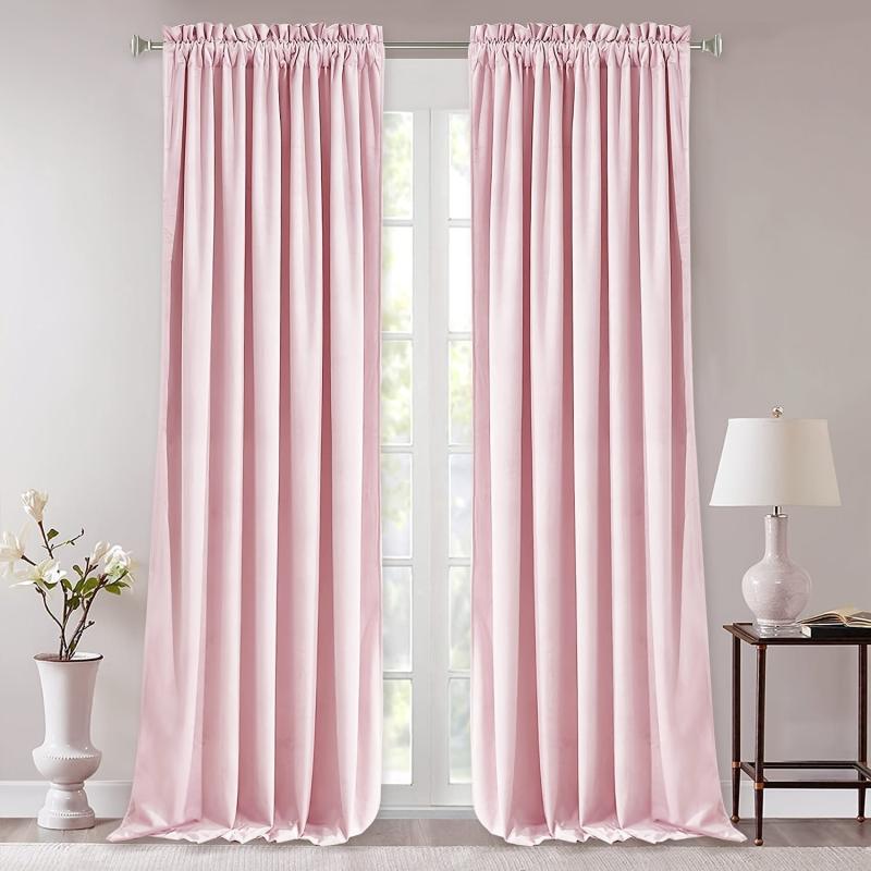 Velvet Pink Blackout Curtain for Home Decor