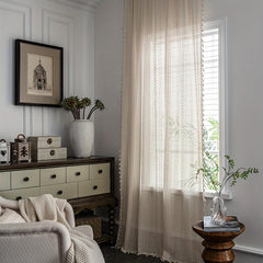 Translucent Boho Macrame Tassels Curtain for Living Room Bedroom