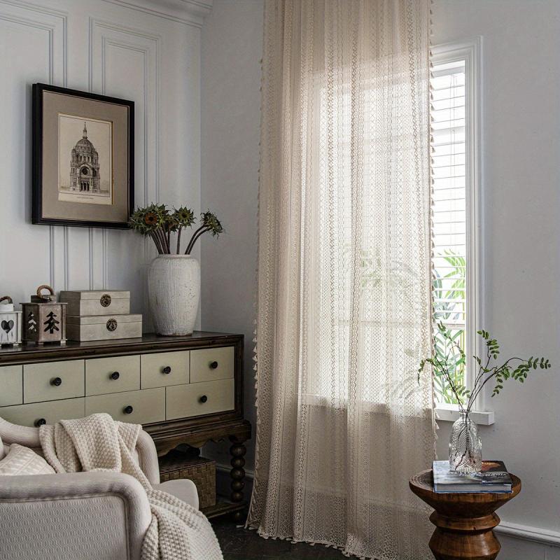 Translucent Boho Macrame Tassels Curtain for Living Room Bedroom