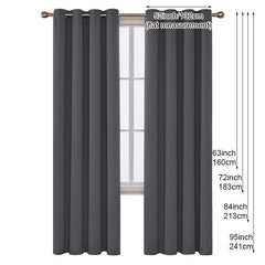 Blackout Curtain Solid Black 1 Panel Thermal Insulated Grommet Top for Bedroom