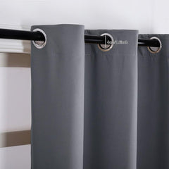 Blackout Curtain Solid Black 1 Panel Thermal Insulated Grommet Top for Bedroom
