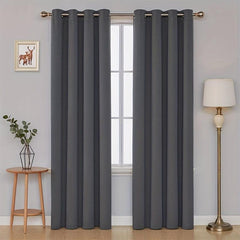 Blackout Curtain Solid Black 1 Panel Thermal Insulated Grommet Top for Bedroom