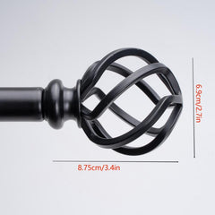 2pcs Decorative Hollow Grid Curtain Rod Finials with Two End Caps
