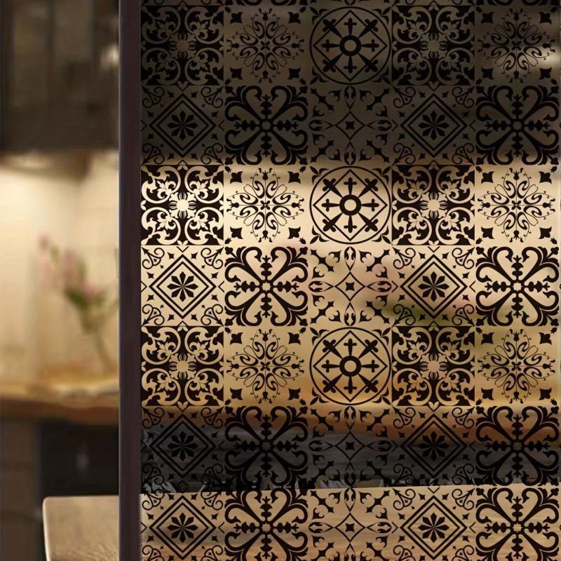 Retro Pattern Electrostatic Glass Window Film Decoration Sticker