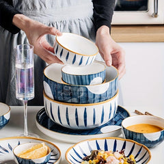 Hand-painted Ceramic Bowls & Dishes + Plates Set