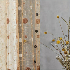 Modern Embroidered Curtains Coffee Dot Tulle Home Decor