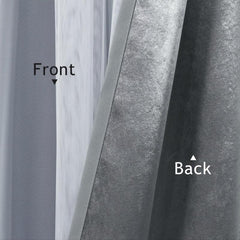Blackout Curtains With Sheer Voile Double Layer Grey