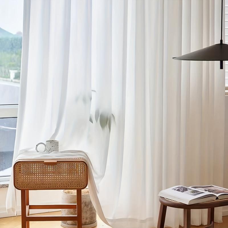 Translucent Light Filtering Rod Pocket Curtains for Living Room and Bedroom