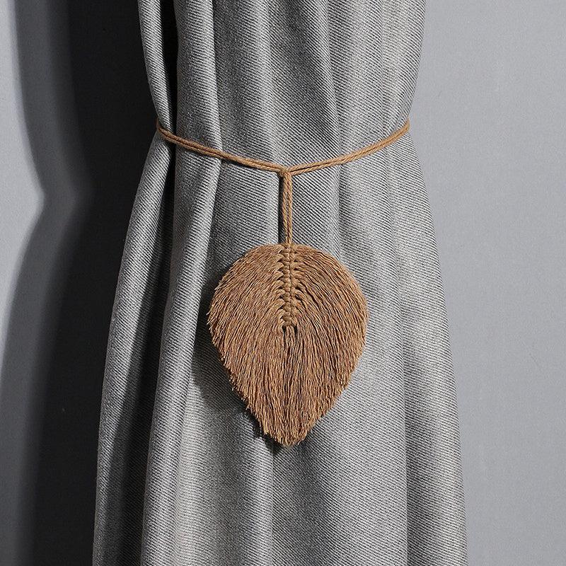Boho Leaf Macrame Curtain Tieback for Window and Room Decor