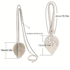 Boho Leaf Macrame Curtain Tieback for Window and Room Decor