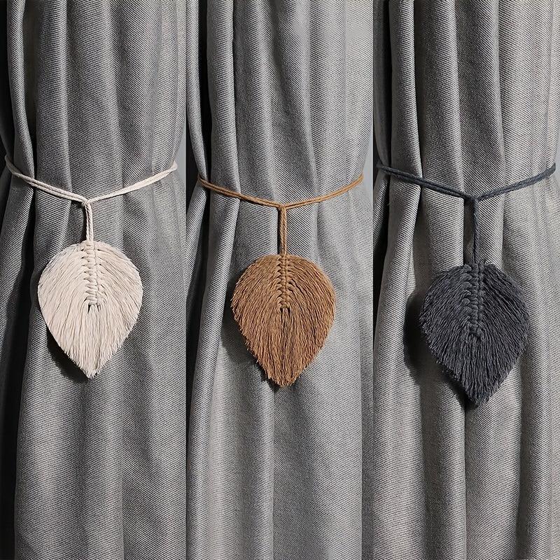 Boho Leaf Macrame Curtain Tieback for Window and Room Decor