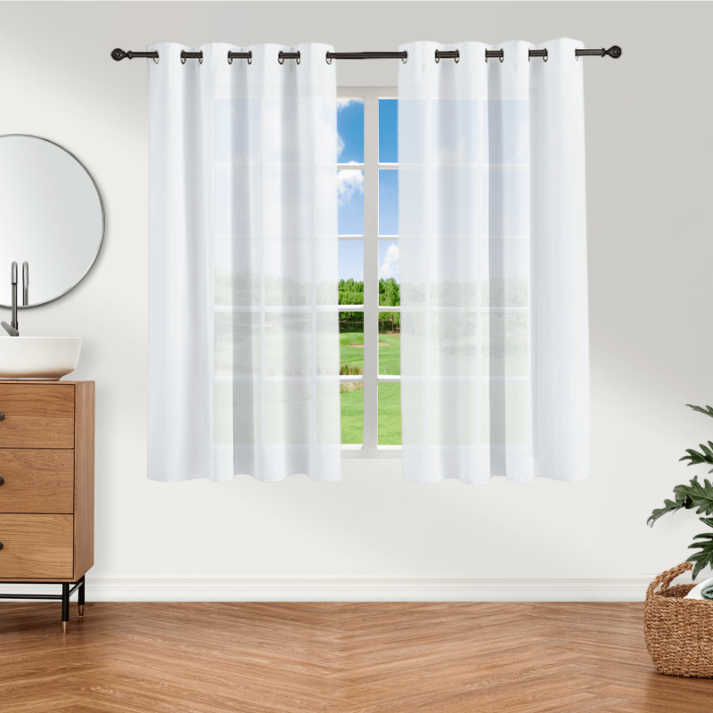 1pc Chiffon Sheer Curtains Grommet Top Light Filtering Chiffon Sheer Curtain