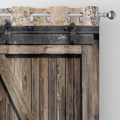 2pcs Rustic Door Pattern Curtain for Home Decor