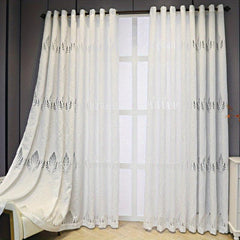 1pc Hollow Leaf Jacquard Window Sheer Curtain Soft Home Decor