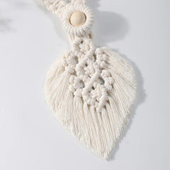 Bohemian Woven Curtain Binding Rope Tassel Leaf Wood Bead Decoration