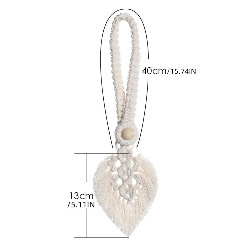 Bohemian Woven Curtain Binding Rope Tassel Leaf Wood Bead Decoration