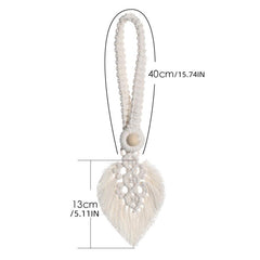 Bohemian Woven Curtain Binding Rope Tassel Leaf Wood Bead Decoration