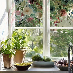 Colorful Flower Pattern Window Privacy Film UV Blocking