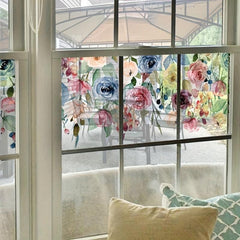 Colorful Flower Pattern Window Privacy Film UV Blocking