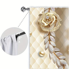 2pcs Marble Floral Curtains for Living Room and Bedroom Decor