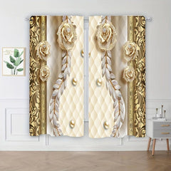 2pcs Marble Floral Curtains for Living Room and Bedroom Decor