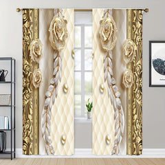2pcs Marble Floral Curtains for Living Room and Bedroom Decor